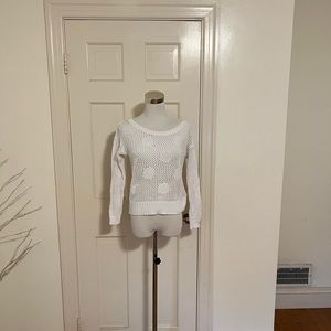 Aeropostale Open Knit Scoop Neck Long Sleeve White Sweater NWT $49.50 size S